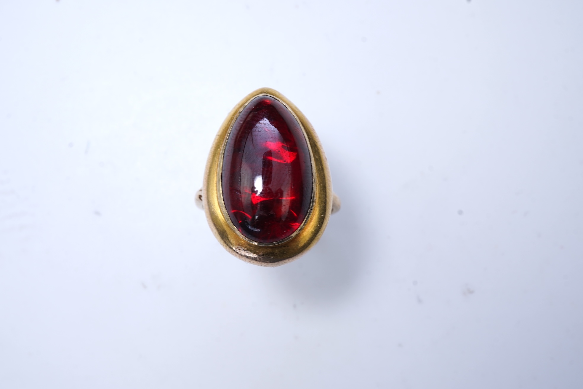 An unusual garnet locket ring, late 19th century composite